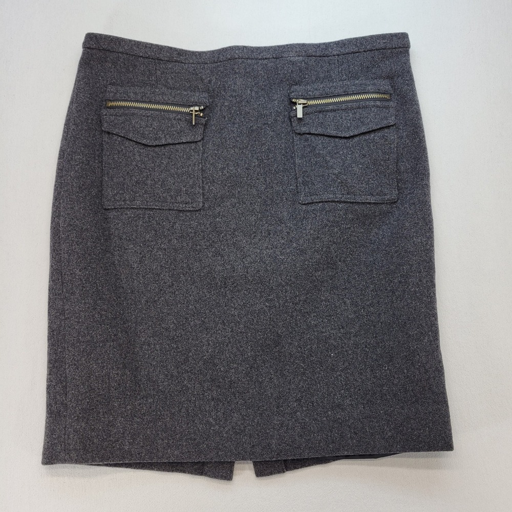 J.Crew The‎ Pencil Skirt Womens 12 Gray Wool Blend Zipper Pocket Professional